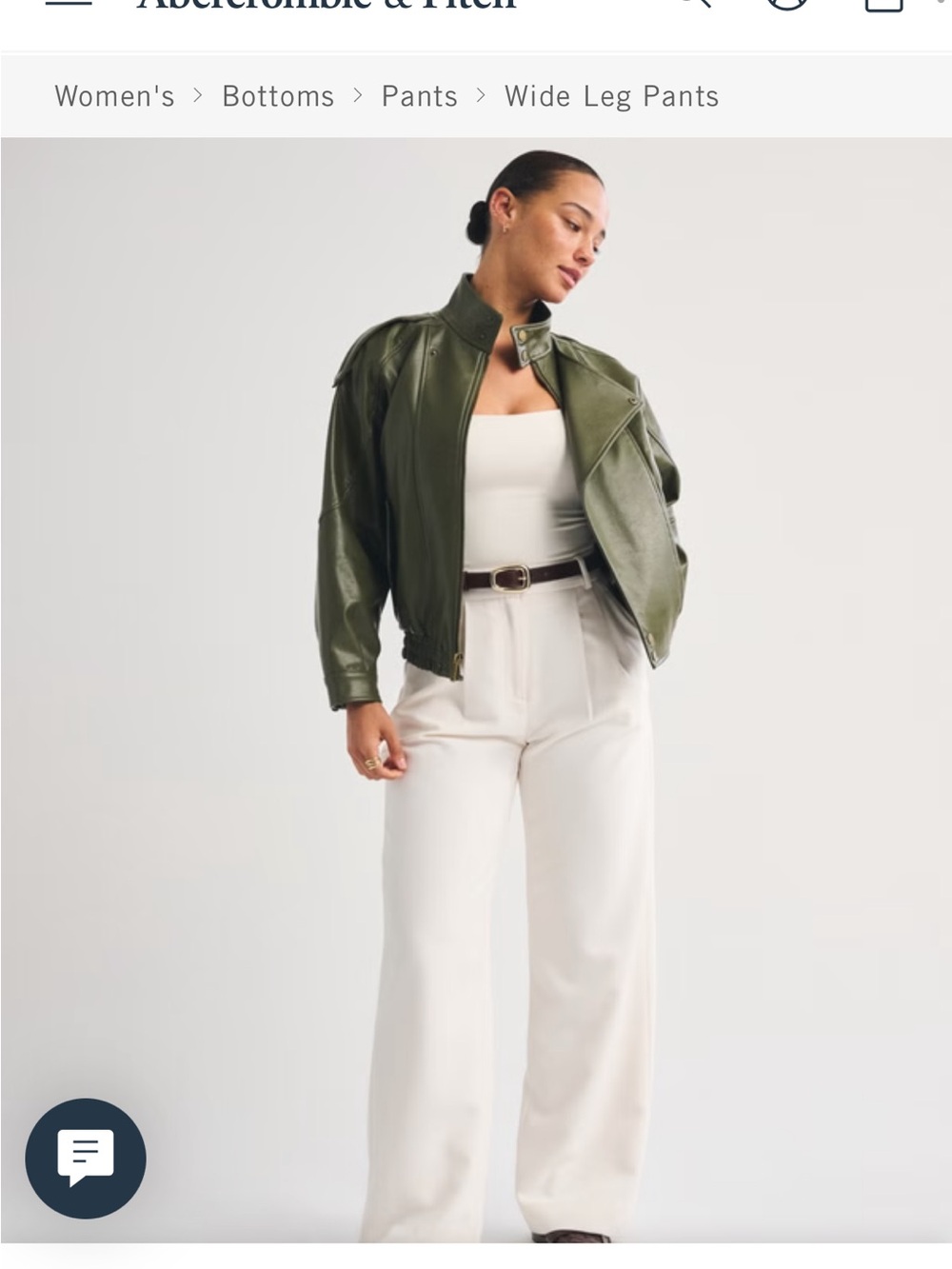 Abercrombie & Fitch Cream Wide-Leg Trousers